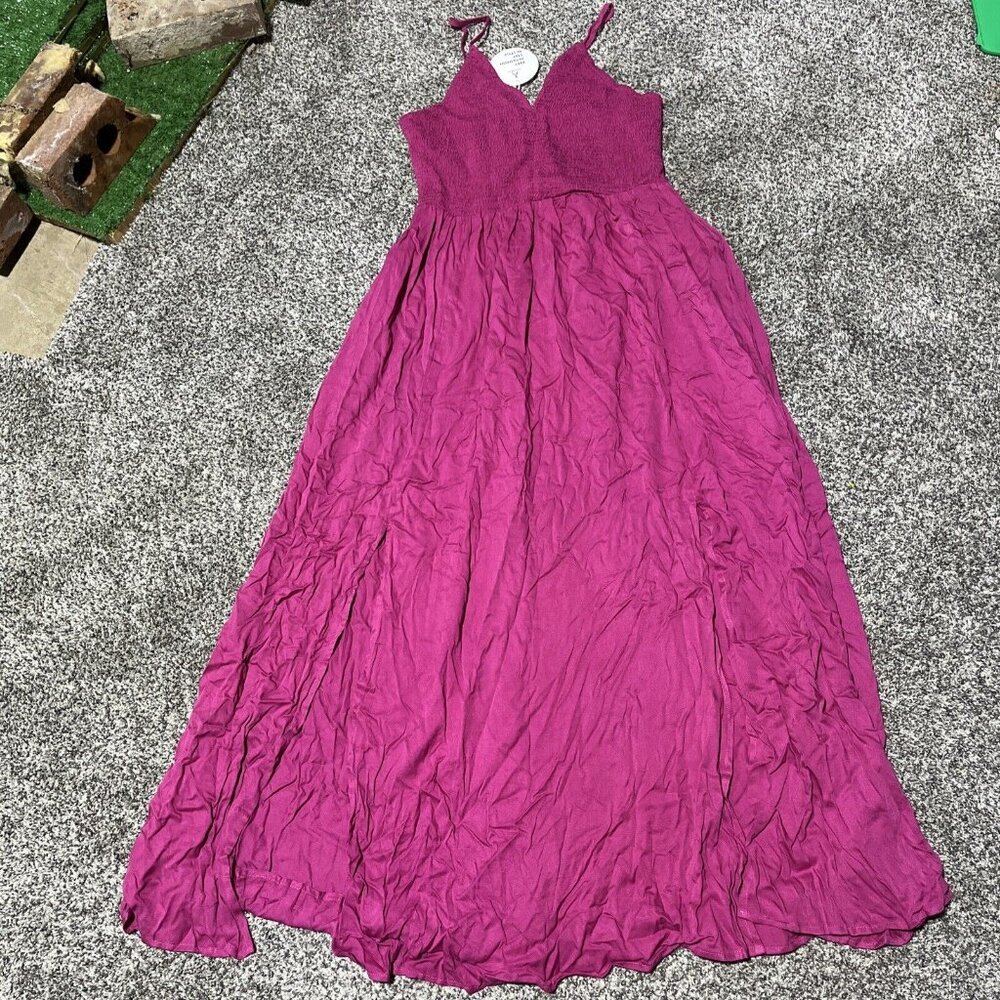 ANRABESS Women's Sleeveless Maxi Fit & Flare Slits Boho Dress Medium Pink NWT